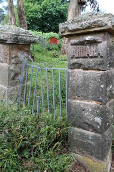 Stone gate posts.